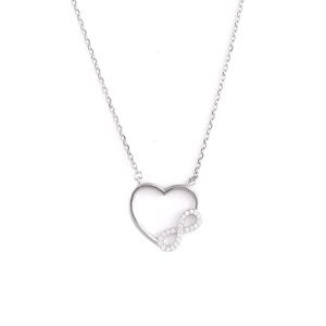 Women's silver necklace with infinitely zircon heart